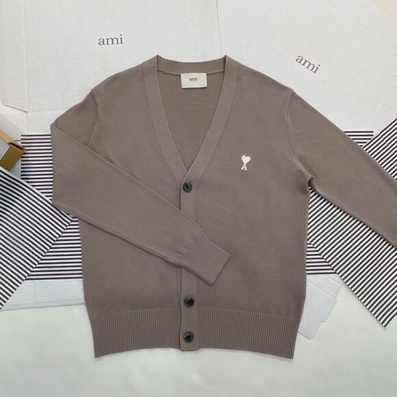 Ami Taupe Brown Cardigan sweater Unisex - Picture 1 of 6